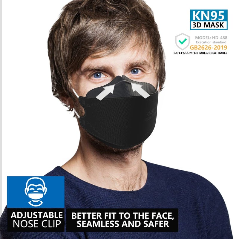 KIMARS KN95 Face Masks 100 Pack, Breathable Comfortable and Disposable KN95 Mask, Black - Image 2